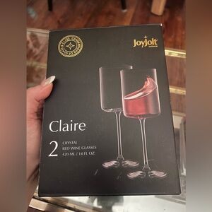 JoyJolt Glassware Set of Two Red Wine crystal Glasses, 14 Fl Oz, still in box!